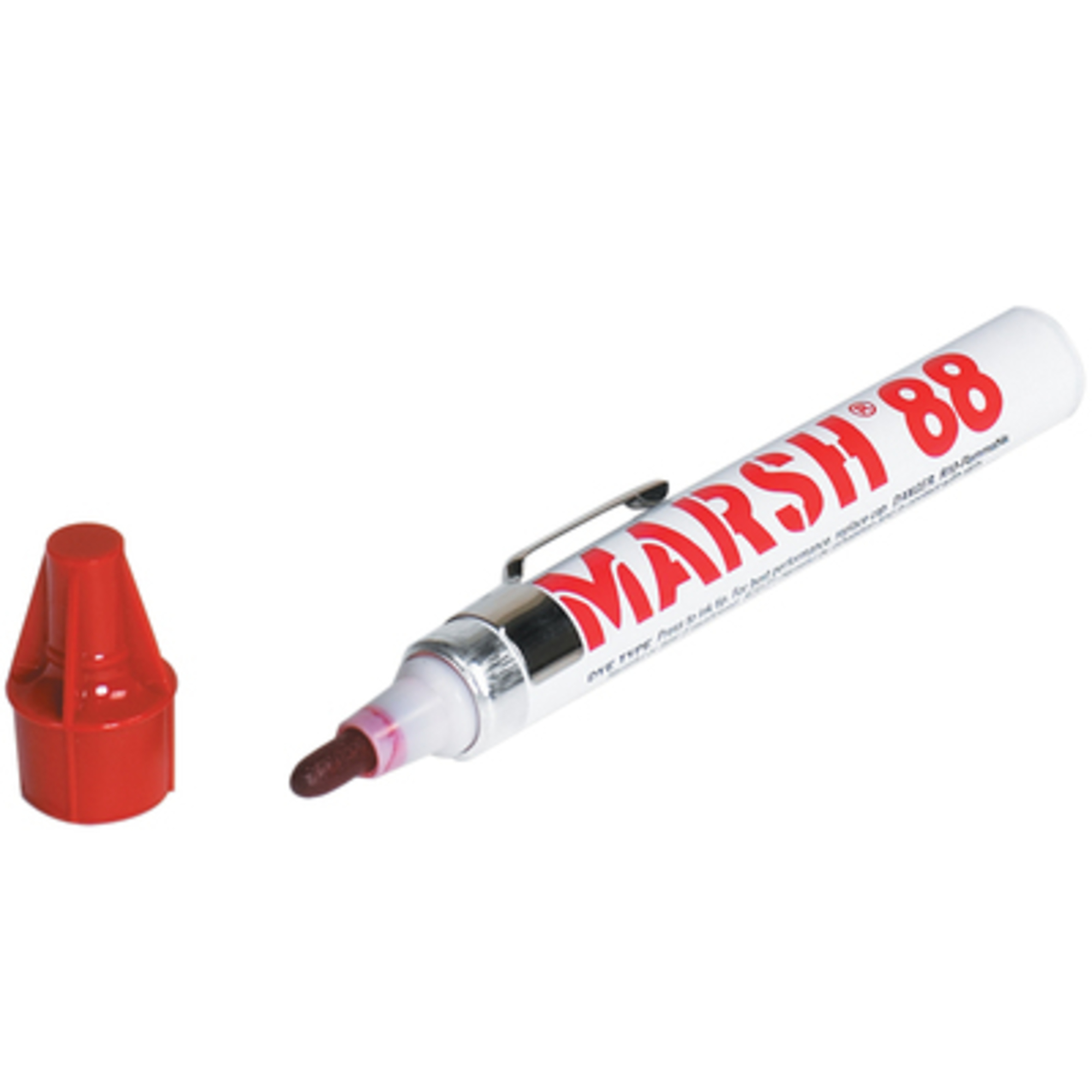 Stock Packaging Red Marsh 88 Valve Markers — Bold, Fast-Drying, Waterproof, 12/Case, Model# MK101RD